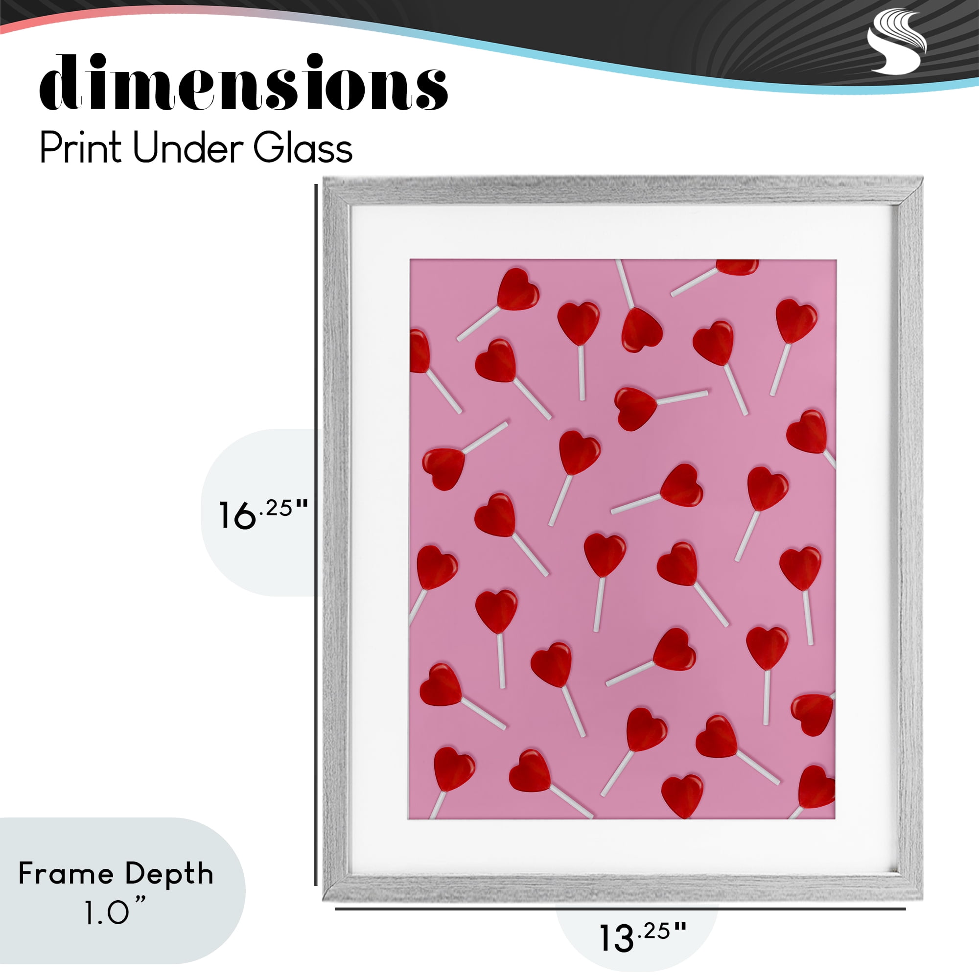 Stupell Industries Heart Lollipop Pattern Gray Framed Print Under Glass, design by LISH Creative