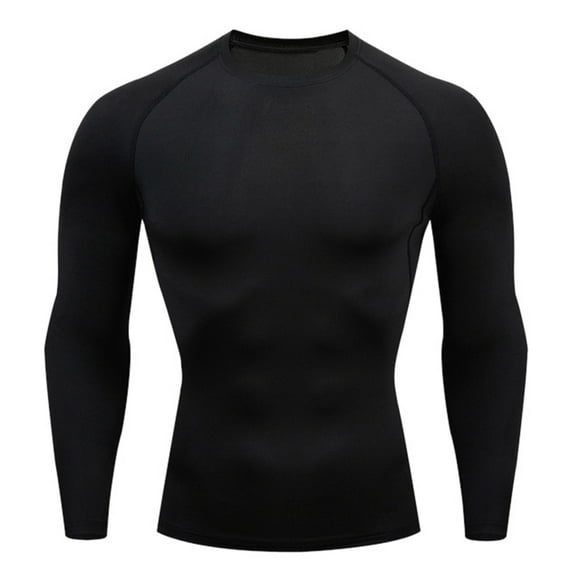 Hontri Men T Shirts Mens Fitness Long Sleeve Running Sports T Shirt Men Thermal Muscle Athletic Gym Compression Clothes Black Xl