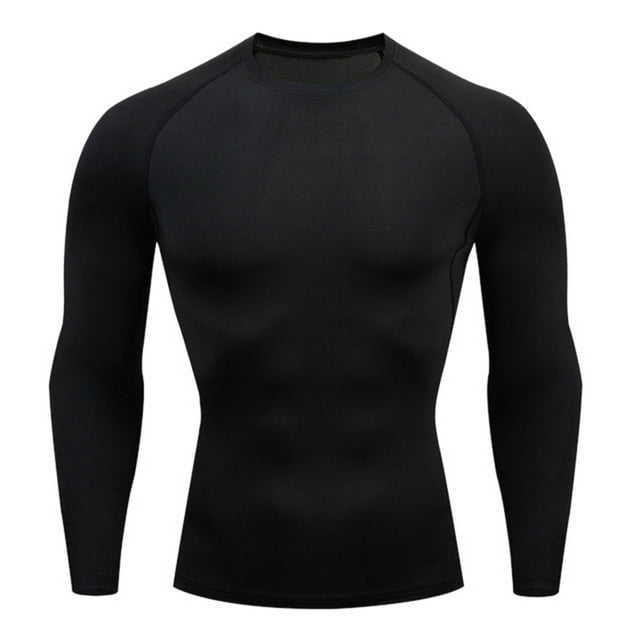 Men's Fitness Performance Long Sleeve Running Top for Men with Thermal Muscular Support and Athletic Gym Compression