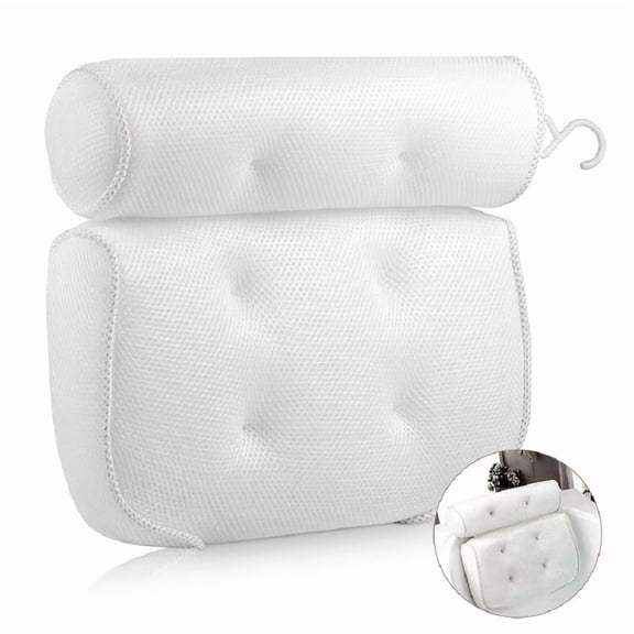 NOBRAND Off-White Bath Pillows, Anti Slip Suction Cups, Neck and Back Support