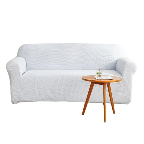 Dowbom High Elastic Sofa Slipcover,1-Piece Jacquard Sofa Cover for 3 Cushion Couch Furniture Protector thick Washable Non-slip Stretch Couch Cover for Pets Dog Cat Kids-1 Seater(90-140cm)-white