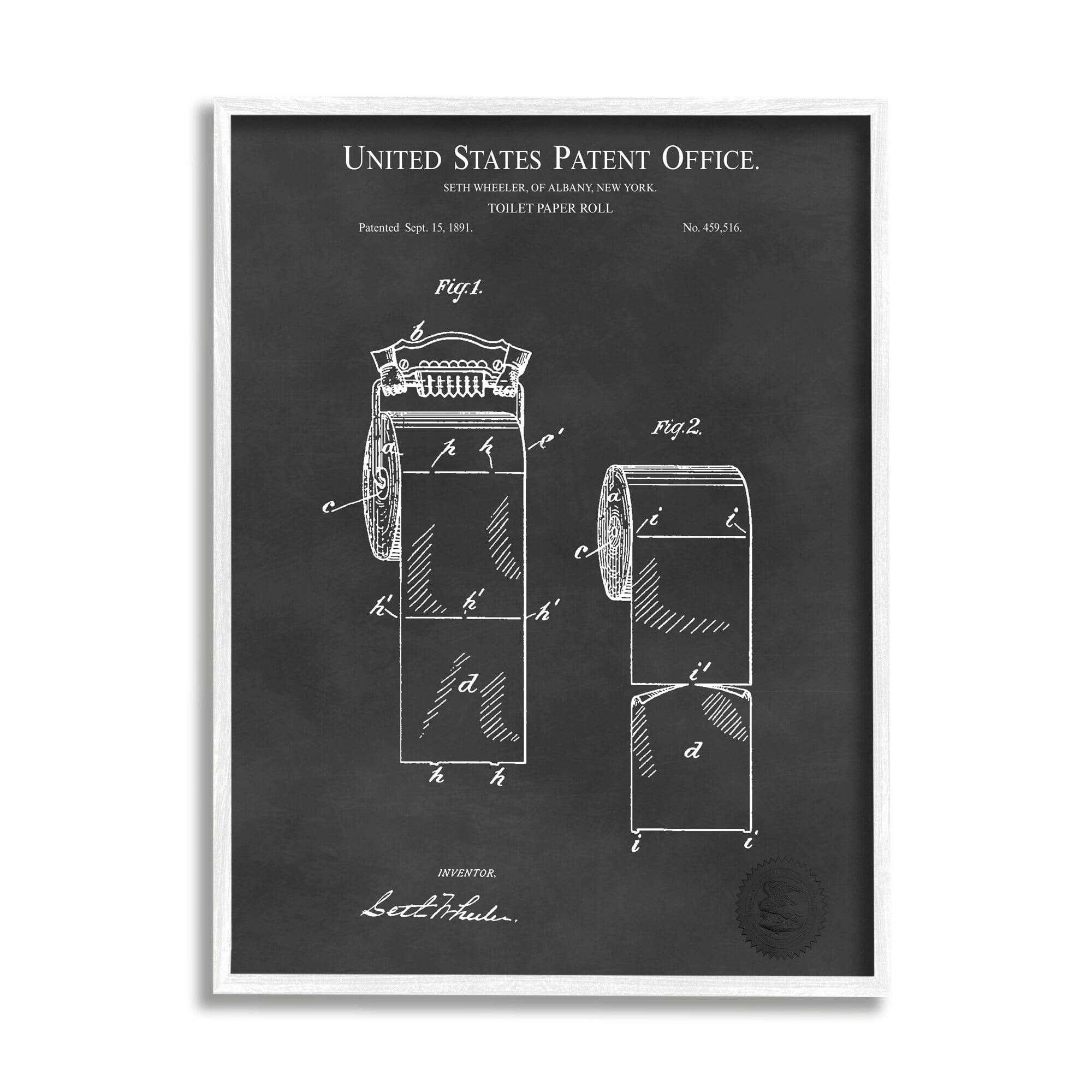 Stupell Industries Black Toilet Paper Bathroom Diagram Outline Blueprint Framed Wall Art, 11 x 14, Design by Karl Hronek