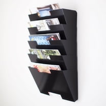 Wallniture Lisbon Wall Mount File Organizer Magazine Rack 5 Tier Mail Storage Folder Holder Office Organization, Steel, Black