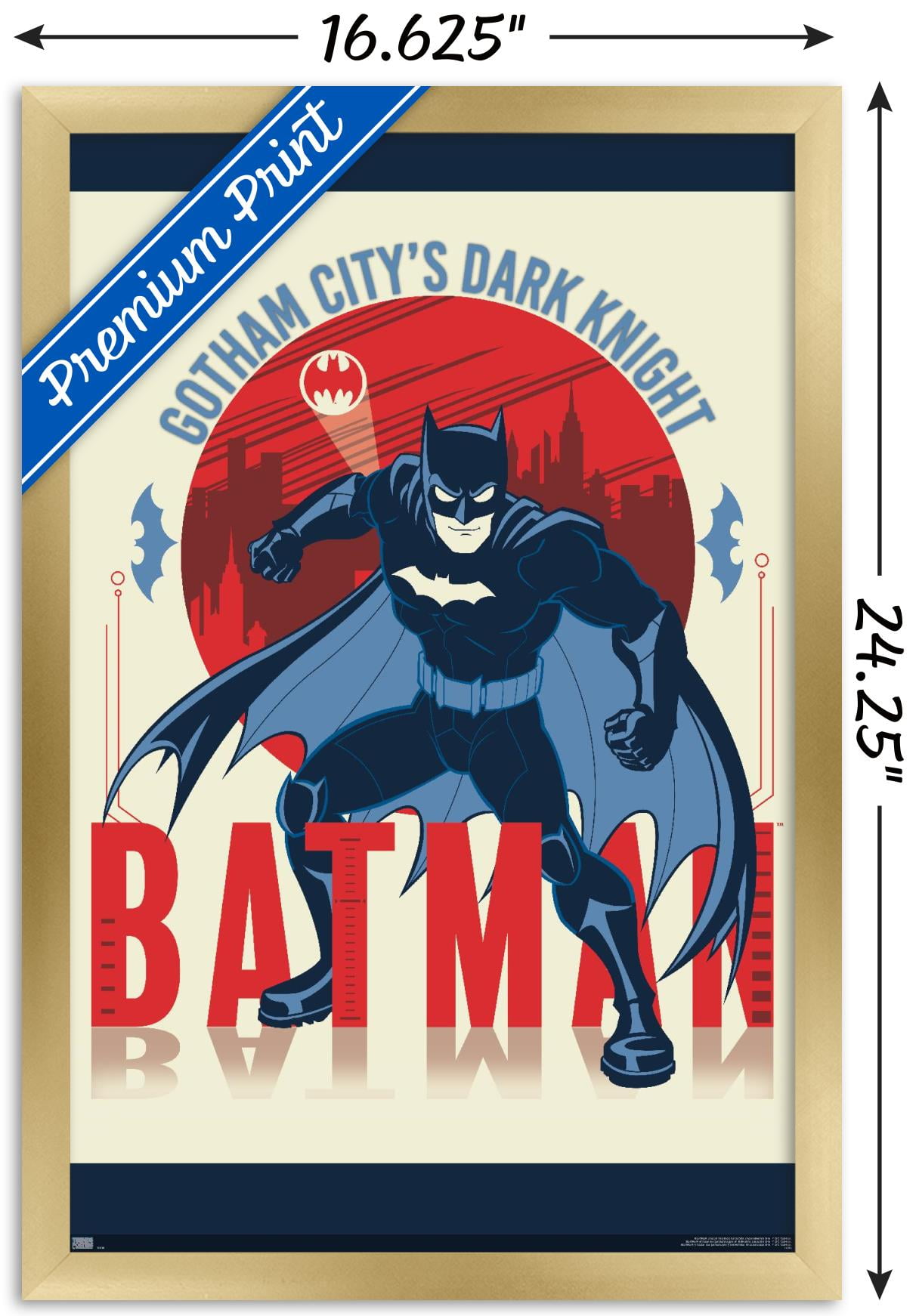DC Comics Batman - Gotham City's Dark Knight Wall Poster, 14.725" x 22.375", Framed