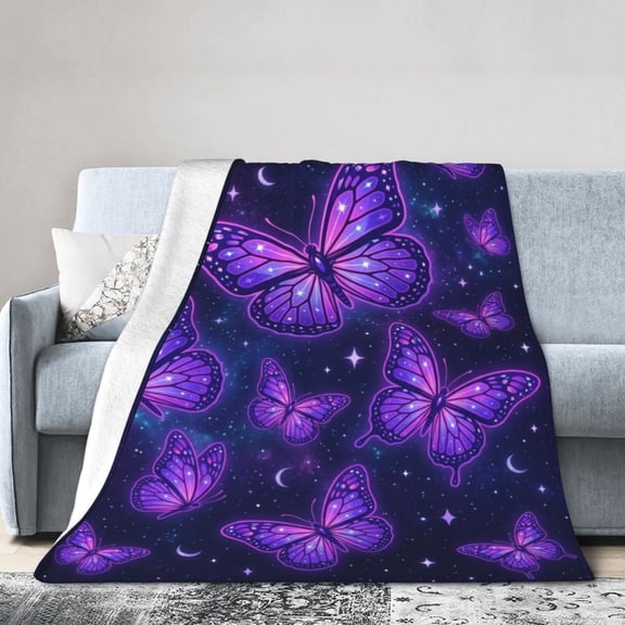 Butterfly Flannel Blanket, Ultra Soft Cozy Throw for Adults, Warm Blanket Gift for Sofa Couch and Bed 50x40