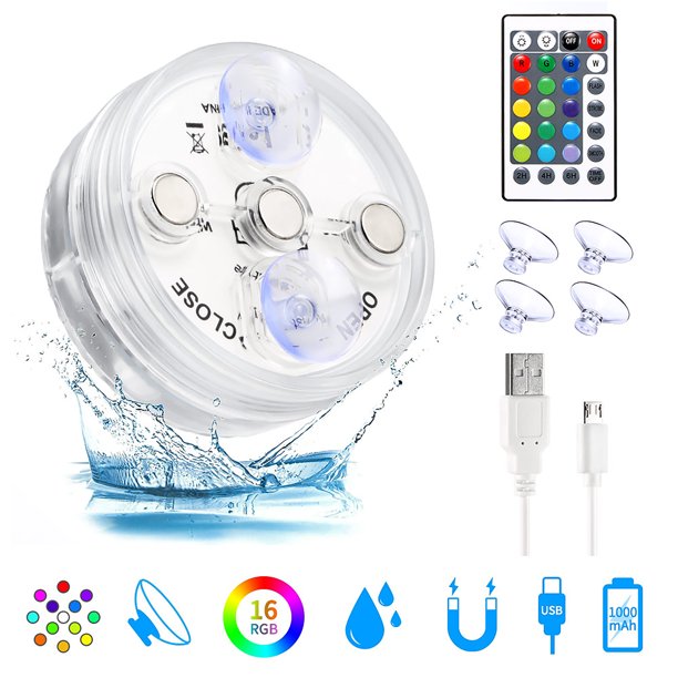 Luces Led Sumergibles Recargables Luz De Piscina Flotante Luz De Noche Que Cambia De Color Luz Subacuática Impermeable Con Imán Remoto Temporizador De Ventosa Para Acuario De Peces De Navidad Speravity HA020142-00