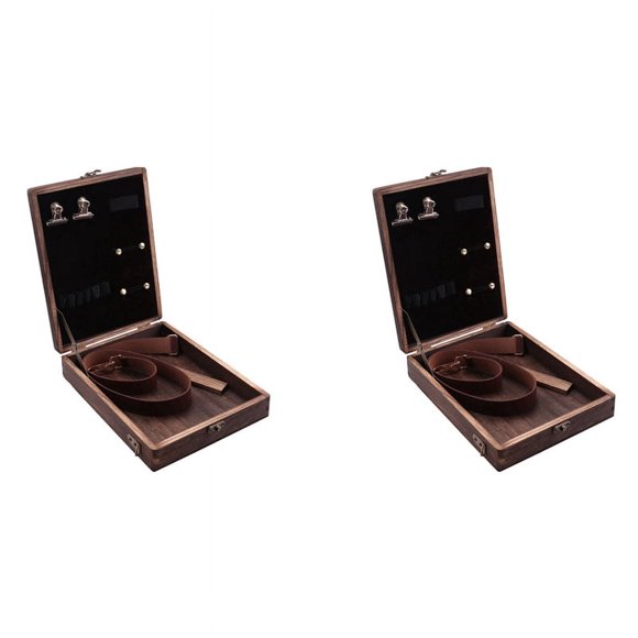 2X Caja de madera tipo mensajero para escritores, caja de madera con tapa con bisagras, bolso de hombro, con pestillo de tapa, caja de almacenamiento para bocetos al aire libre