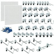 Triton Products® LB1-Kit (2) 24 In. W x 24 In. H x 9/16 In. D White Epoxy 18-Gauge Steel Square Hole Pegboards with 46 pc. LocHook Assortment