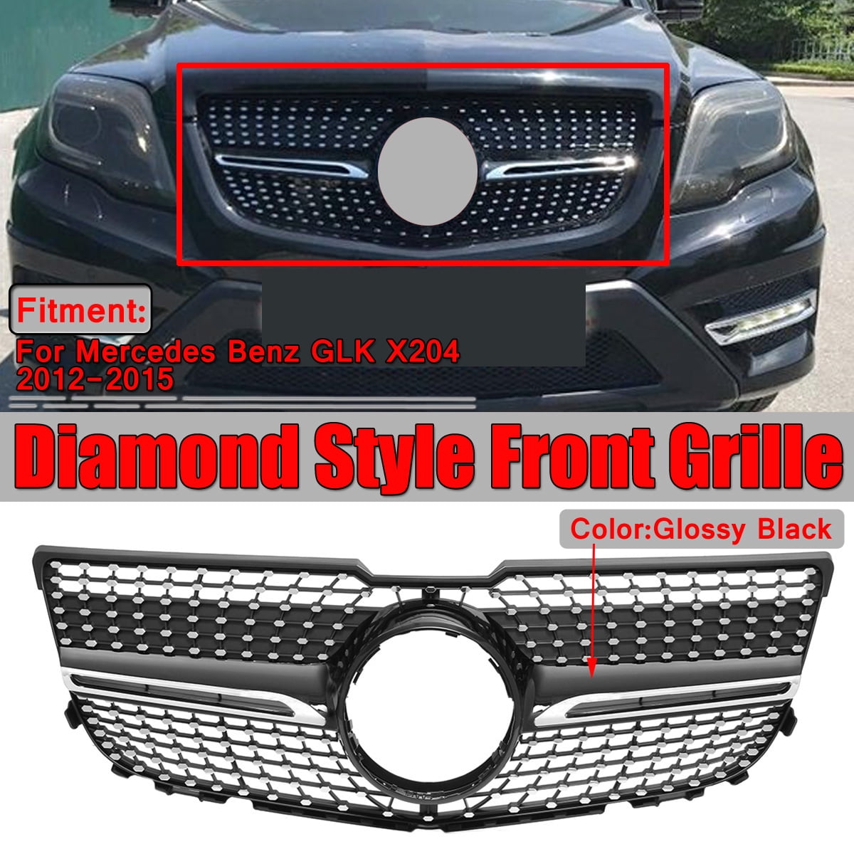 GT R Front Grille Grill Mesh For Mercedes Benz GLK X204 GLK350 2013-2015 2014