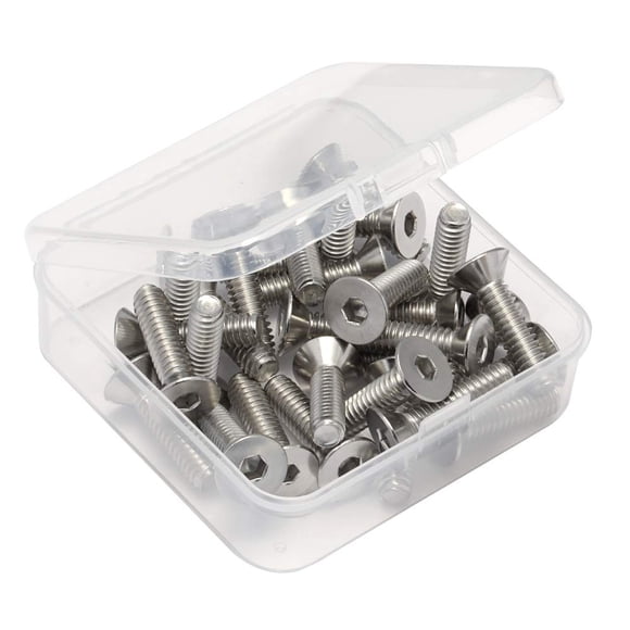 Vis de Douille à Tête Plate 1/4-20 X 1-1/2 Pouces Boulons Enfoncés, Acier Inoxydable 18-8 (304), Finition Vive, DIN 7991, Filetage Complet, Entraînement de Douille Allen, 30 Pcs