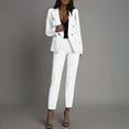 thumbnail image 6 of Miluxas Women 2 Piece Outfits Double Breasted Blazer and Straight Leg Work Pants Casual Blazer Set Dressy Business office Suits White XL(XL), 6 of 8