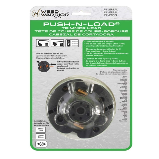 Cabezal de corte WEED WARRIOR Push-N-Load de 2,4 mm de diámetro x 26 cm