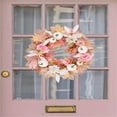 thumbnail image 5 of Miyuadkai Claerance! Artificial White Pumpkin Pink Wreath - 15.7-Inch Fall Front Door Decoration, Perfect for Outdoor, Porch, and Christmas Autumn Festival Decorations, 5 of 8