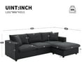 thumbnail image 5 of 100.4*64.6" Modern Sectional Sofa,L-shaped Couch Set with 2 Free pillows,4-seat Polyester Fabric Couch Set with Convertible Ottoman for Living Room, Apartment, Office, Black, 5 of 10