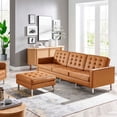 thumbnail image 2 of Sofa Couch, Tan Silver, Vegan Leather, Mid Century Living Lounge Cafe Lobby Hospitality Restaurant, Modern Contemporary HB34848, 2 of 11