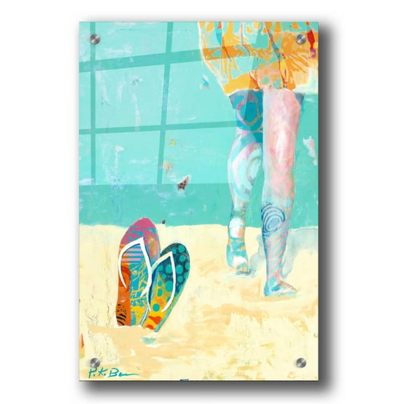 Epic Graffiti 'Flip Flops on the Beach' by Pamela Beer, Acrylic Wall Art, 24"x36"