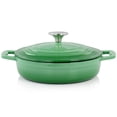 thumbnail image 3 of MegaChef 2 Quart Round Enameled Cast Iron Braiser Pan in Green, 3 of 6