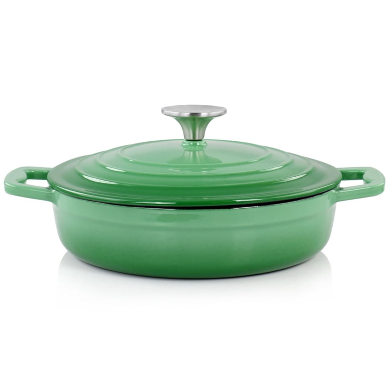 MegaChef Enameled Cast Iron 2-Quart Braiser Pan in Green photo 3