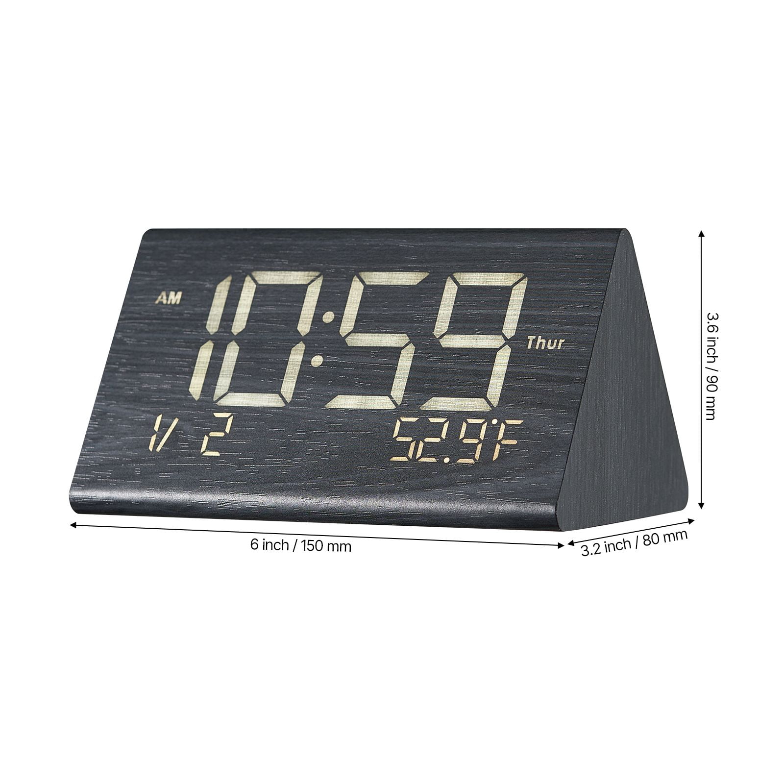 Dual Alarm Digital Clock with Adjustable Volume, 3 Volume Levels 9-Minute Snooze, Battery Operated Desk Clock for Bedroom Office Wake Up