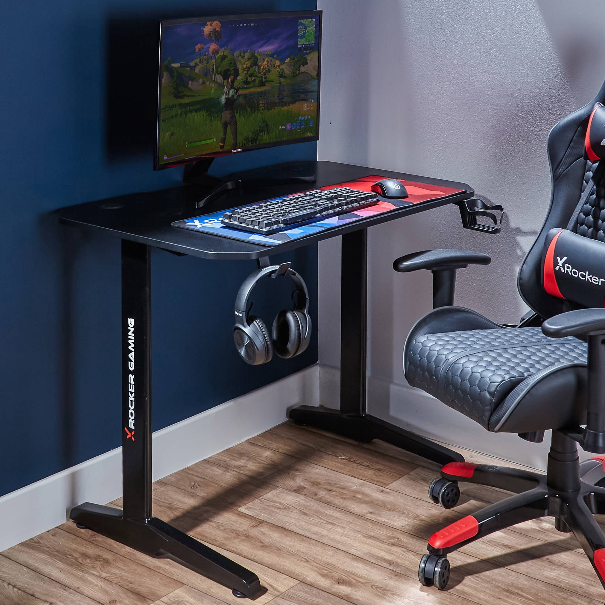 X Rocker Turbo Gaming Desk with Mousepad, Black