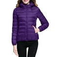 thumbnail image 2 of Niaviben puffer jacket womens down jacket women lightweight puffer jacket women Warm Jacket Hooded Coat Short Hooded Warm White Duck Down Coat womens jacket jacket for women Purple S, 2 of 3