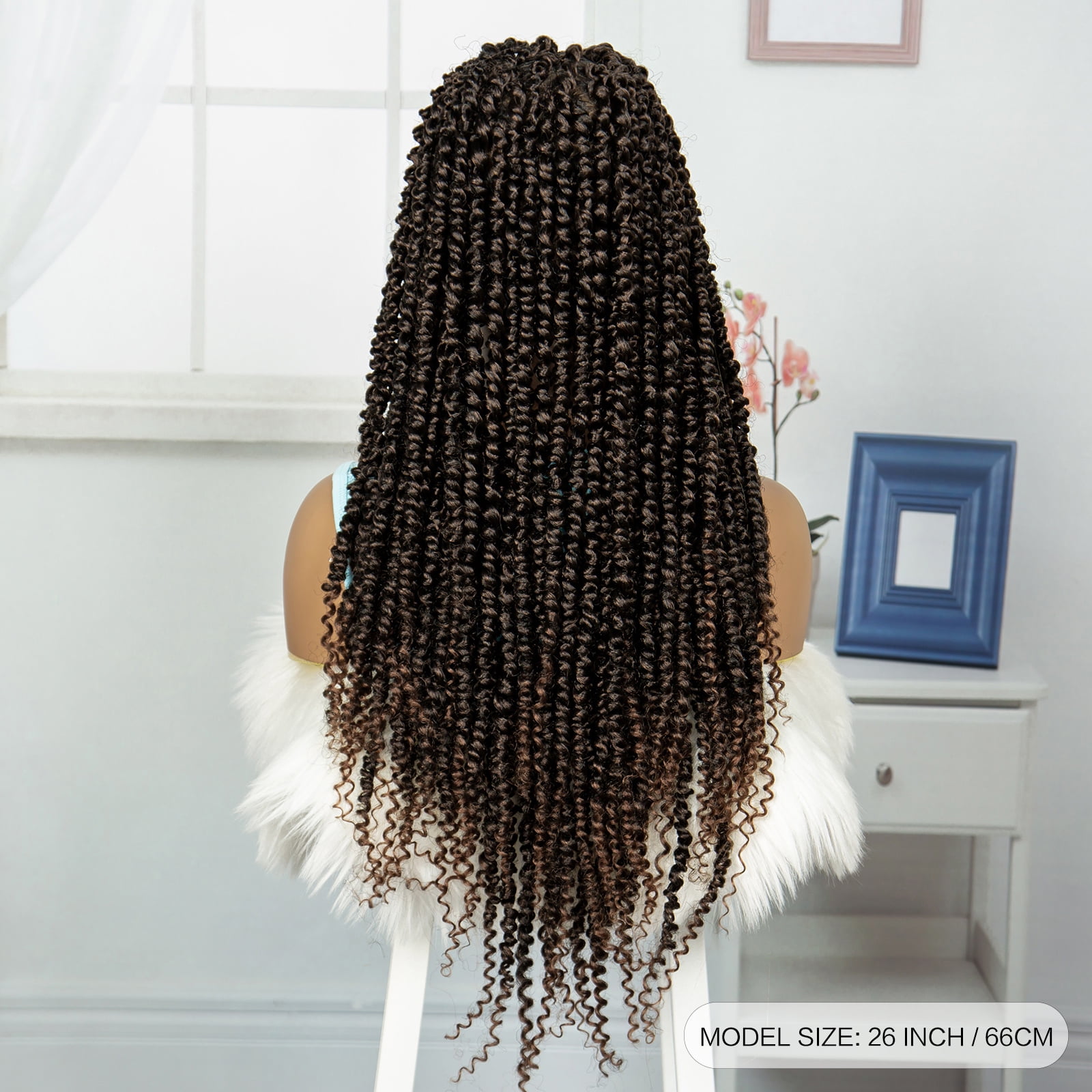Braided Wigs for Women Synthetic Full Lace Wig Braided Wigs Knotless Box Braided Wigs Braid Braiding Hair Water Wave Wavy Braids Wigs 26 inches (1B/30 Color)