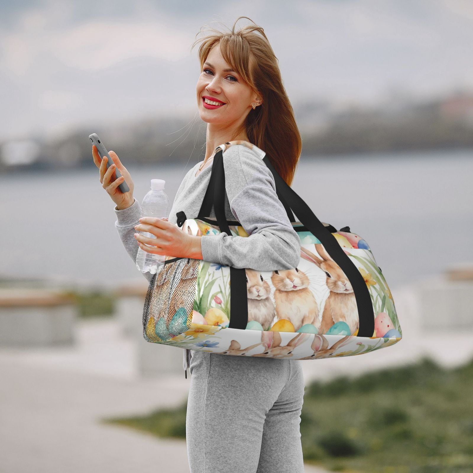 Fuzoiu Happy Easter Print Travel Duffle Bag,Carry On Tote Bags,Duffel Bag,Sport Gym Bag, Hospital Bag for Labor and Delivery, Overnight Bag,Luggage Bag