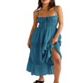 thumbnail image 2 of Robes Longues d'Été pour Femmes à Bretelles Spaghetti, Dos Nu, Robe Maxi à Étages, 2 of 5