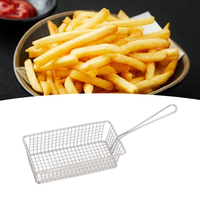 Frying Basket, Deep Fryer Basket Long Handle Portable 304 Stainless Steel for Commercial Use Rectangular, Large,Rectangular, Medium,Square, Large,Square, Medium