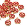 thumbnail image 4 of Golden Plated Alloy Enamel Charms Cadmium Free & Lead Free Enamelled Sequins Flat Round with Letter Red Letter.D 14x12x2mm Hole: 1.5mm, 4 of 5
