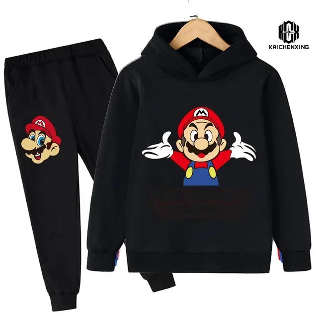 Super Mario Bros, 2024 Sudadera con capucha de manga larga para niños, pantalones largos, abrigo informal para niños y niñas, suéter lindo para niños