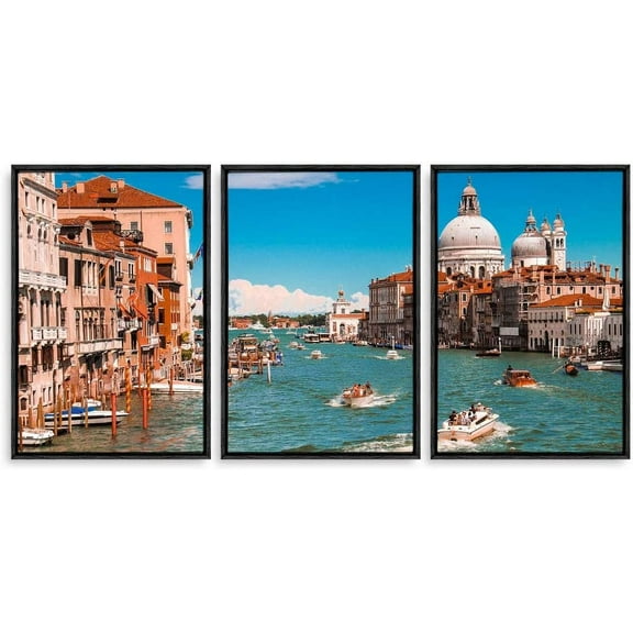 IDEA4WALL 3 Piece Framed Canvas Wall Art for Living Room, Bedroom Italy City Landscape Canvas Prints for Modern Home Decoration Ready to Hang