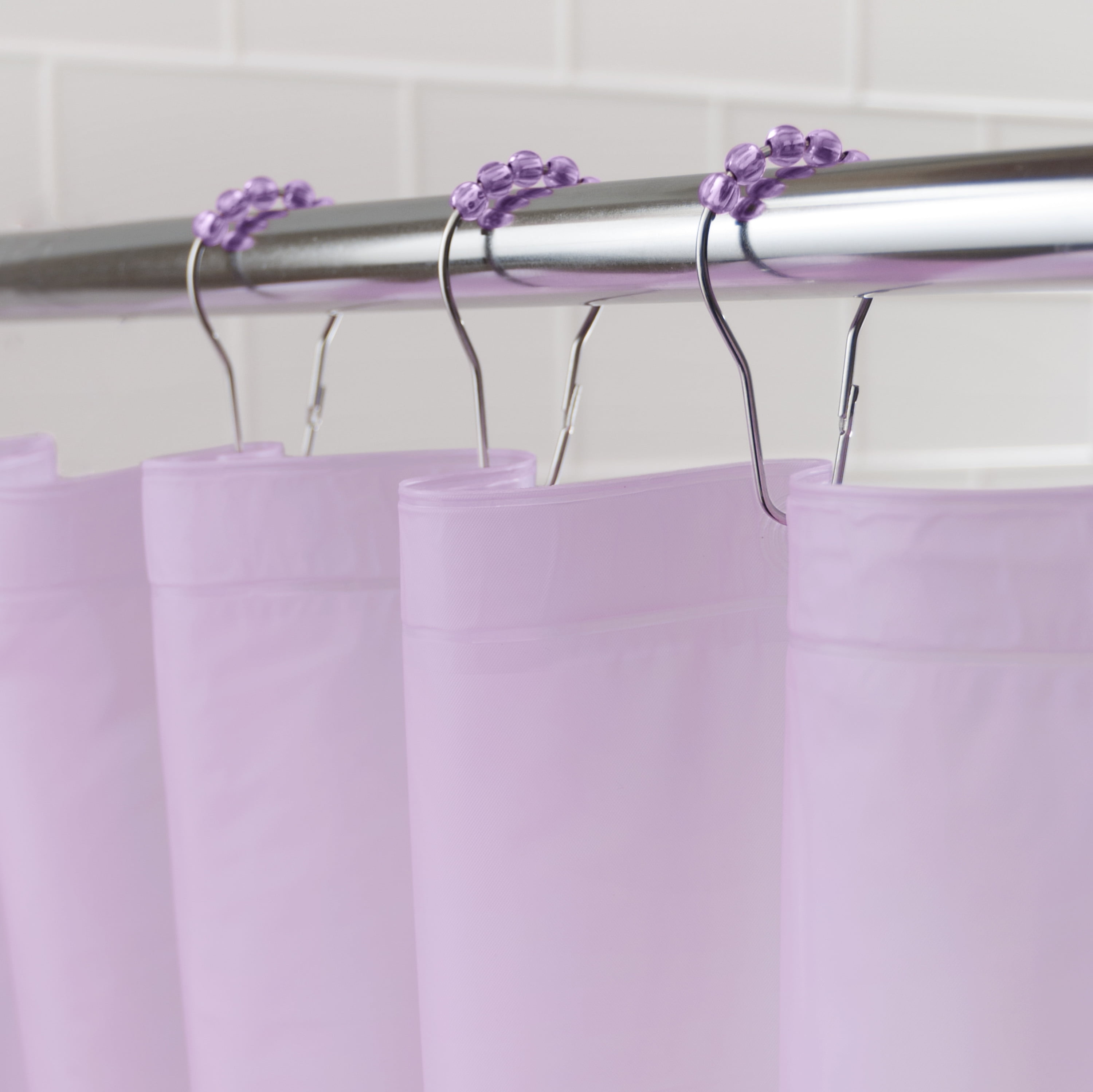 Kenney® Medium Weight PEVA Shower Curtain Liner and Beaded Roller Ring