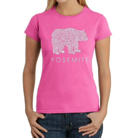 LA Pop Art Women's Word Art T-Shirt - Yosemite Bear