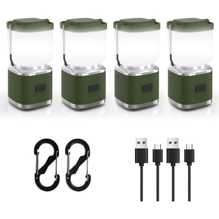Banral Rechargeable Camping Lantern, 4 Pack LED Collapsible Lantern Flashlight with Handle, 7 Light Modes for Emergency, Hiking, Hurricane Supplies, Power Outages