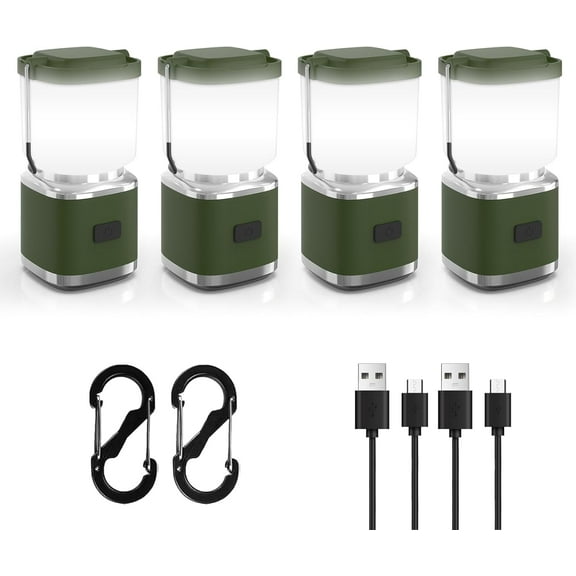 Banral Rechargeable Camping Lantern, 4 Pack LED Collapsible Lantern Flashlight with Handle, 7 Light Modes for Emergency, Hiking, Hurricane Supplies, Power Outages