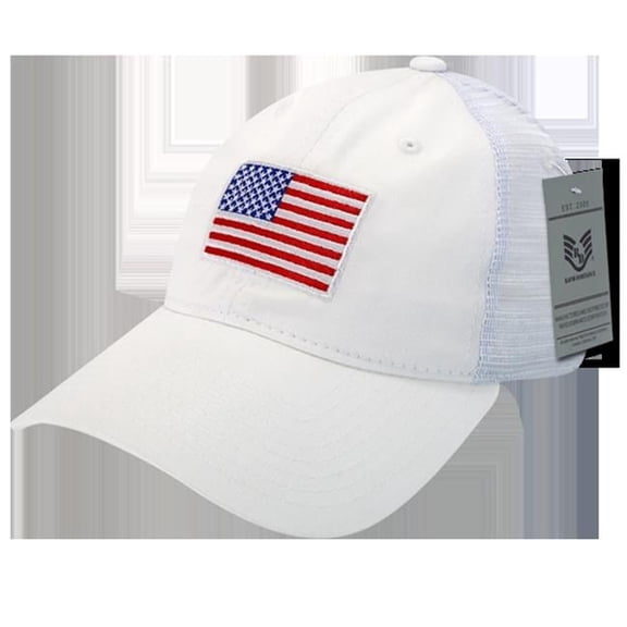 USA Flag Relaxed Trucker Cap, White - One Size