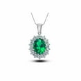 thumbnail image 2 of Paris Jewelry 18K White Gold Created Emerald 1/2 Ct Oval Shape Necklace 18 inch Plated, 2 of 5