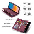 thumbnail image 3 of SaniMore for iPhone 14 Pro Case with Card Slot, Line Stitching Metal Button Zipper Wallet PU Leather Cover with Folio Flip Kickstand + Hand Strap Shockproof Protective Shell, Winered, 3 of 8