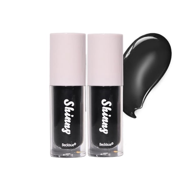 Pakivs Juego de 2 aceites labiales negros translúcidos, brillo labial negro brillante, tinte labial negro, espejo hidratante, brillo labial de alto brillo, brillo labial hidratante de larga duración,