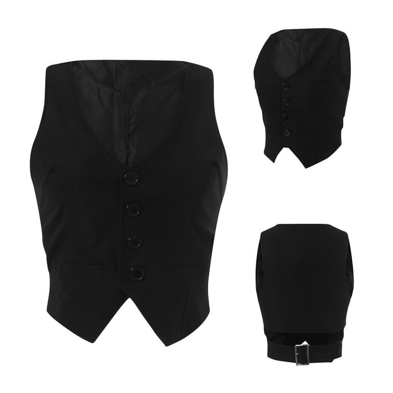 Awoscut Women Vintage Vest 90s Button Down Waistcoat Crop Awoscut Women Vintage Vest 90s Button Down Waistcoat Crop