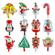 Giugt 12X Mini Foil Balloons Christmas Party Air Fill Snowman Pumpkin Santa Kids Xmas