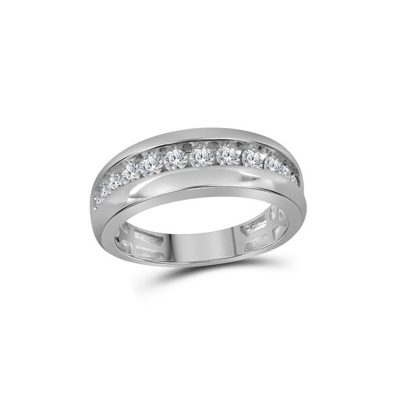 Diamond Princess 10kt White Gold Mens Round Diamond Single Row Wedding Band Ring 1 Cttw