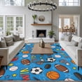 thumbnail image 3 of Blue Sports Area Rugs 5'x8', Washable Small Throw Rugs for Classroom Bedroom, Football Basketball Rugby Baseball Indoor Outdoor Rug Non-Slip Low Pile Carpet Runner Reversible Floor Mats, 3 of 8