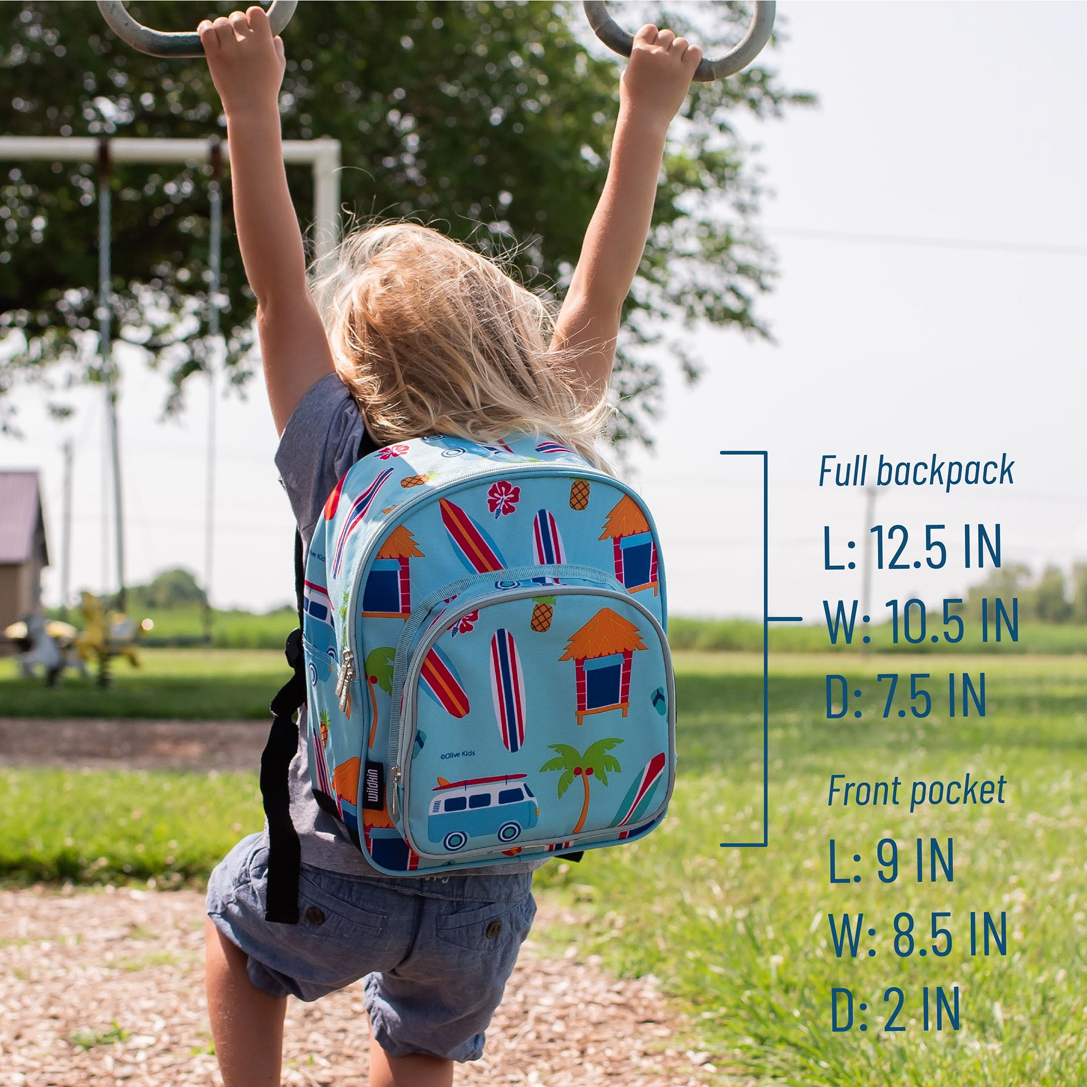 Mom's Choice Award Winner 600 Denier Polyester Backpack for Kids BPA-free Ideal Size for School & Travel Backpacks Boys & Girls Surf Shack Wildkin 12 Inch Kids Backpack for Toddlers 