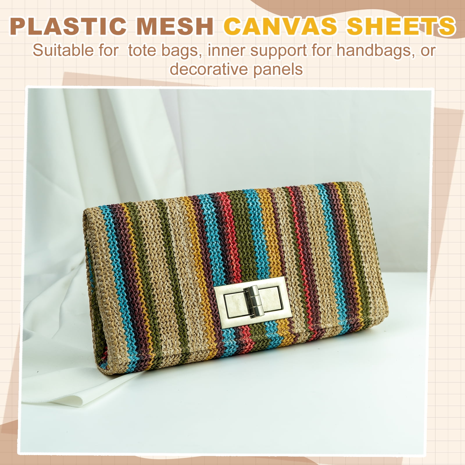 Uxcell 8 Pack Plastic Mesh Canvas Sheet, 13.2 x 14 Inch Plastic Mesh Sheet for Crochet  Purse Making, Blank Canvas for Embroidery, Crafting,  DIY Project, Black (Small, 17.5 cm)