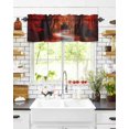 thumbnail image 6 of Rod Pocket Window Valances Rustic Maple Leaf Tree Road Short Kitchen Curtains Watercolor Autumn Leaves Window Treatment Drapes for Bedroom Bathroom Living Room 54x18In,1 Panel, 6 of 6