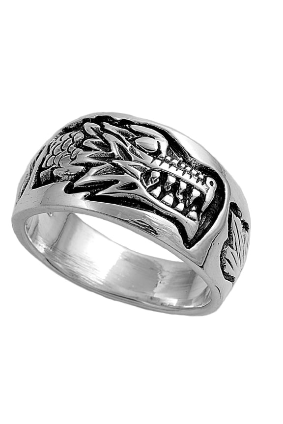 925 Sterling Silver Dragon's Head Ring Size 5