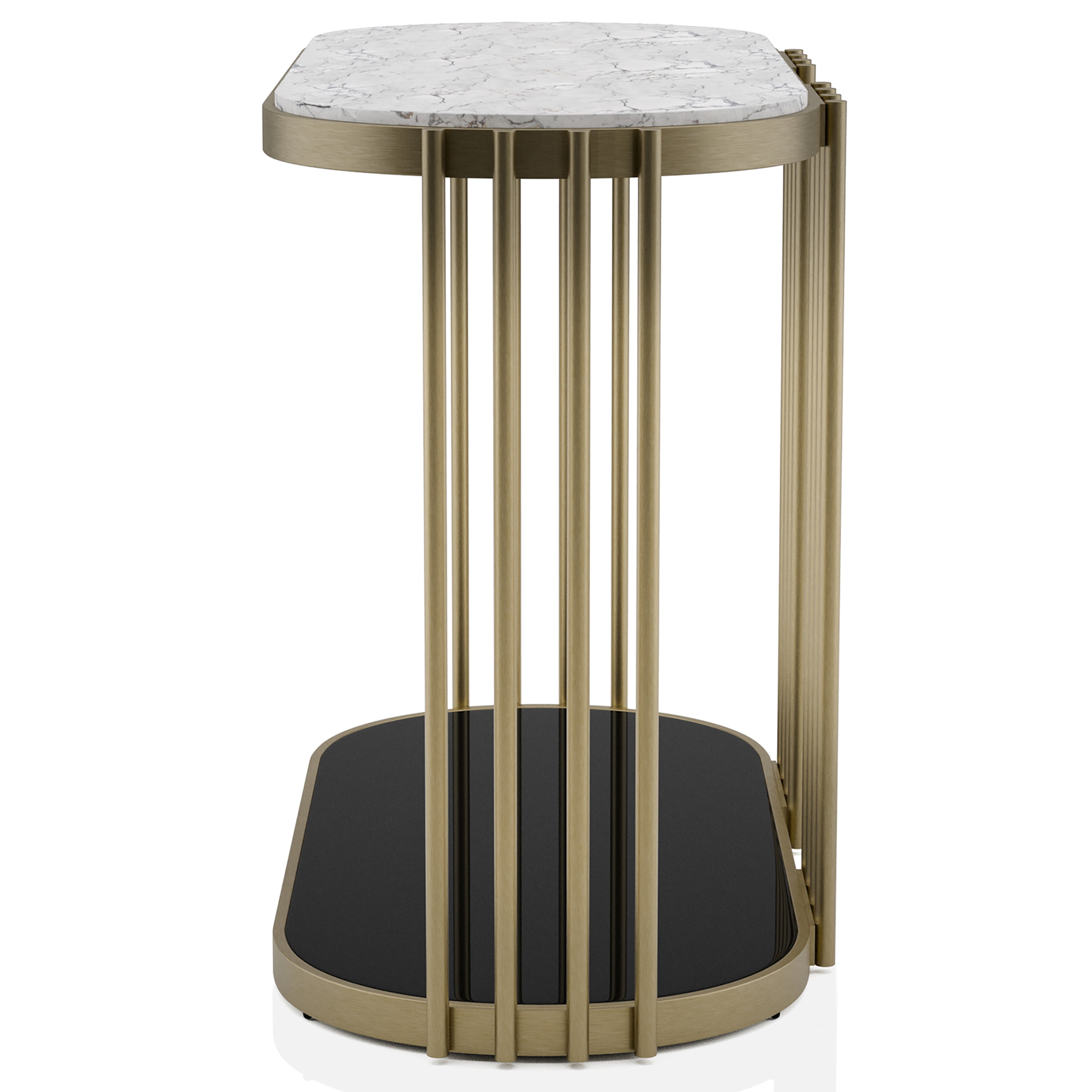 Furniture of America Wilmo Faux Marble 1-Shelf Console Table, Brass