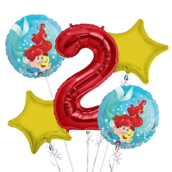 Ariel Balloon Bouquet 2nd Birthday 5 pcs - Party Supplies